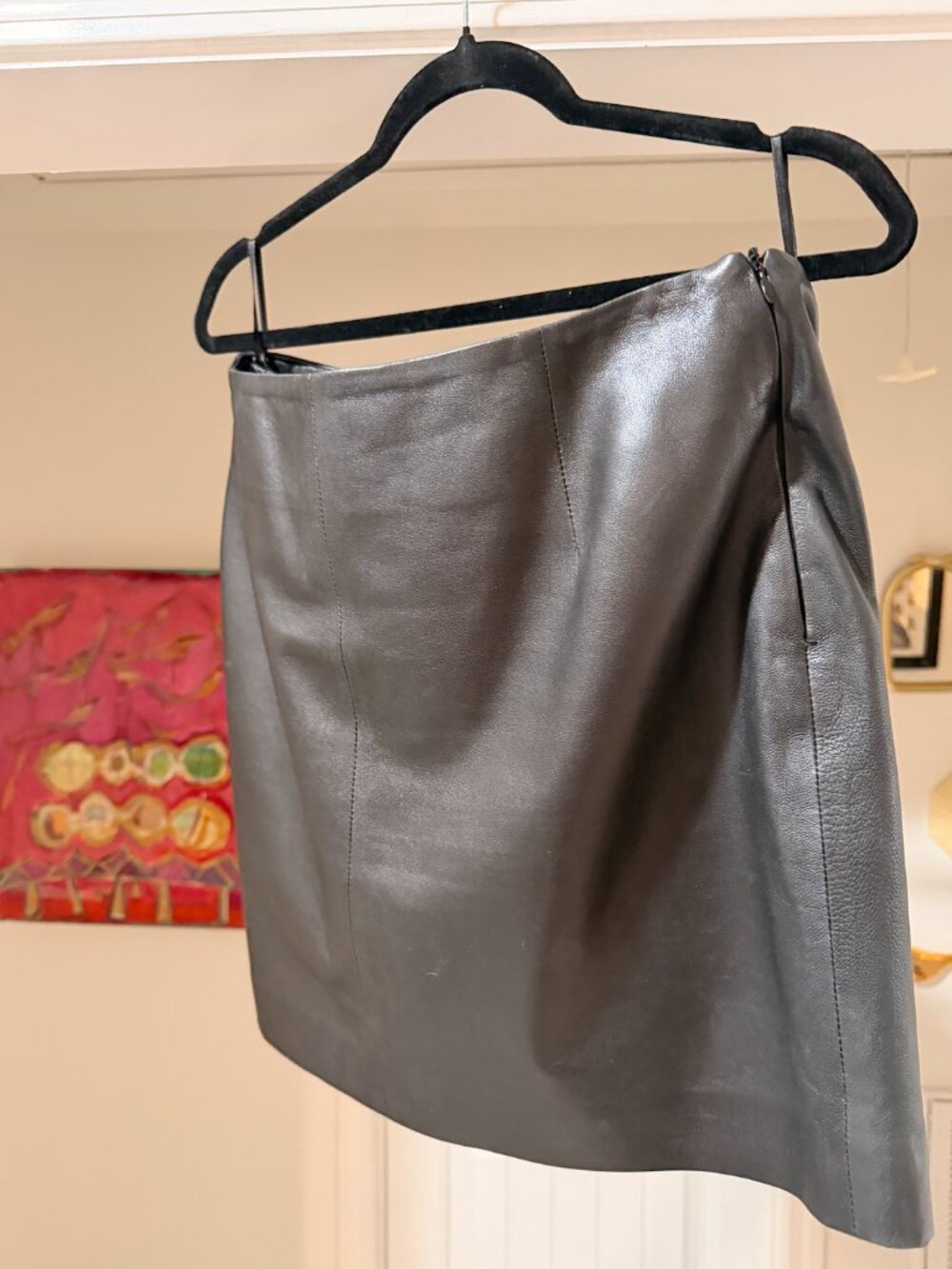 Black Designers Remix Collection By Charlotte Eskildsen Leather Skirt, size 40.
